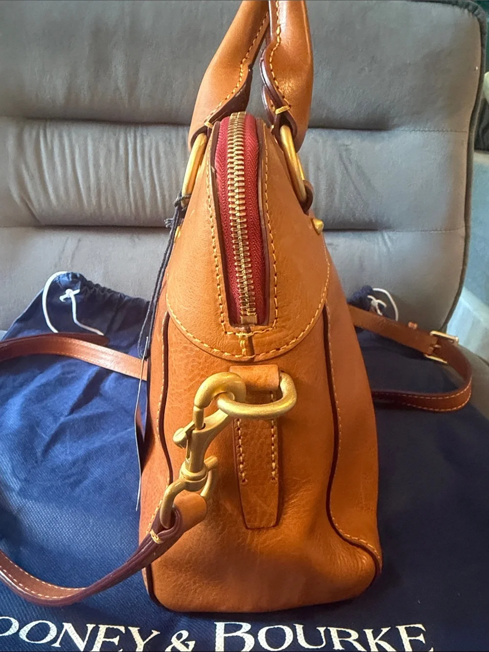 NWT Dooney & Bourke Florentine Cameron Satchel in Natural with Crossbody Strap